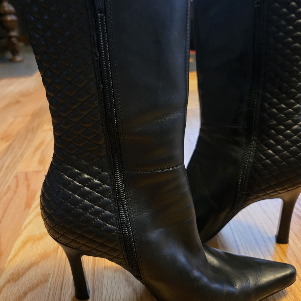 Nine West Black Quilted Heeled Boots
